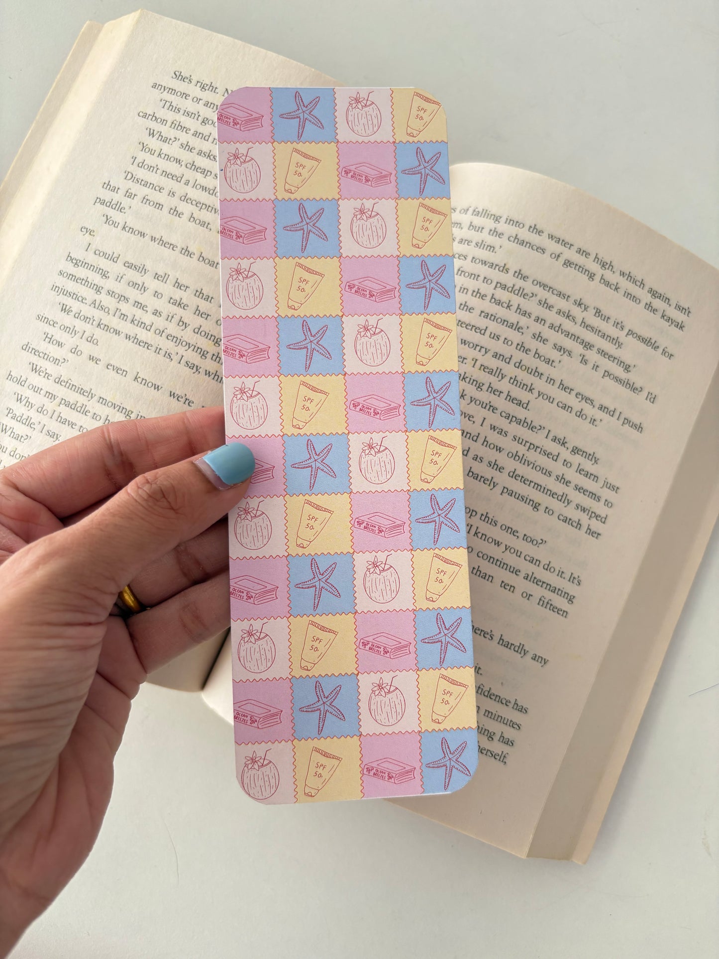 Coastal cowgirl pattern Bookmark, Beach essentials Bookmark