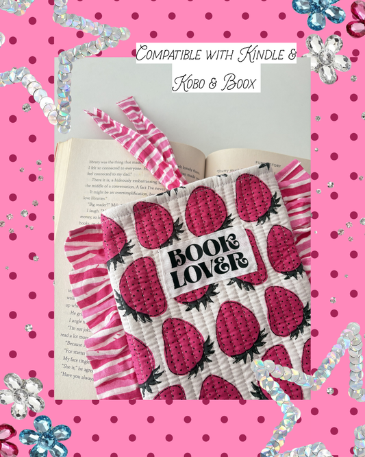 Strawberry E- Reader sleeve, Kindle Sleeve, Kobo Sleeve, BOOX sleeve