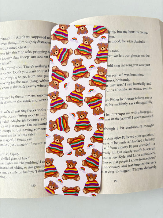 Pride Teddy Bear bookmark, Pride bows and Flowers bookmark