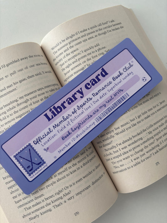 Sports Romance book club library card bookmark