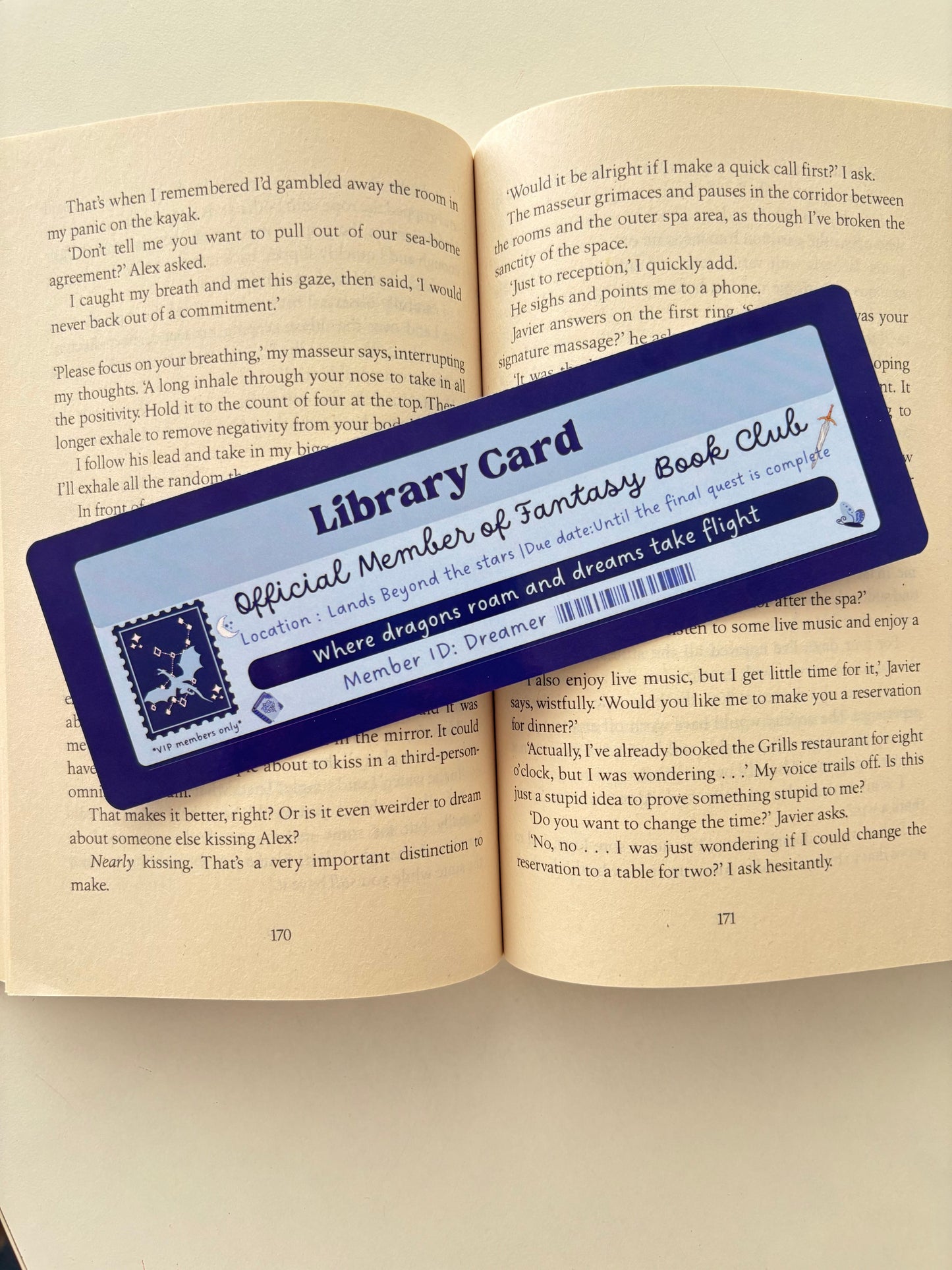Fantasy book club library card bookmark