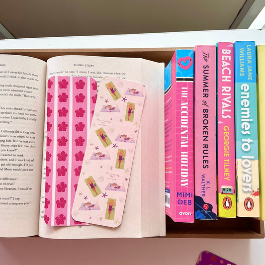 Hibiscus bookmark,she reads by the sea shore bookmark