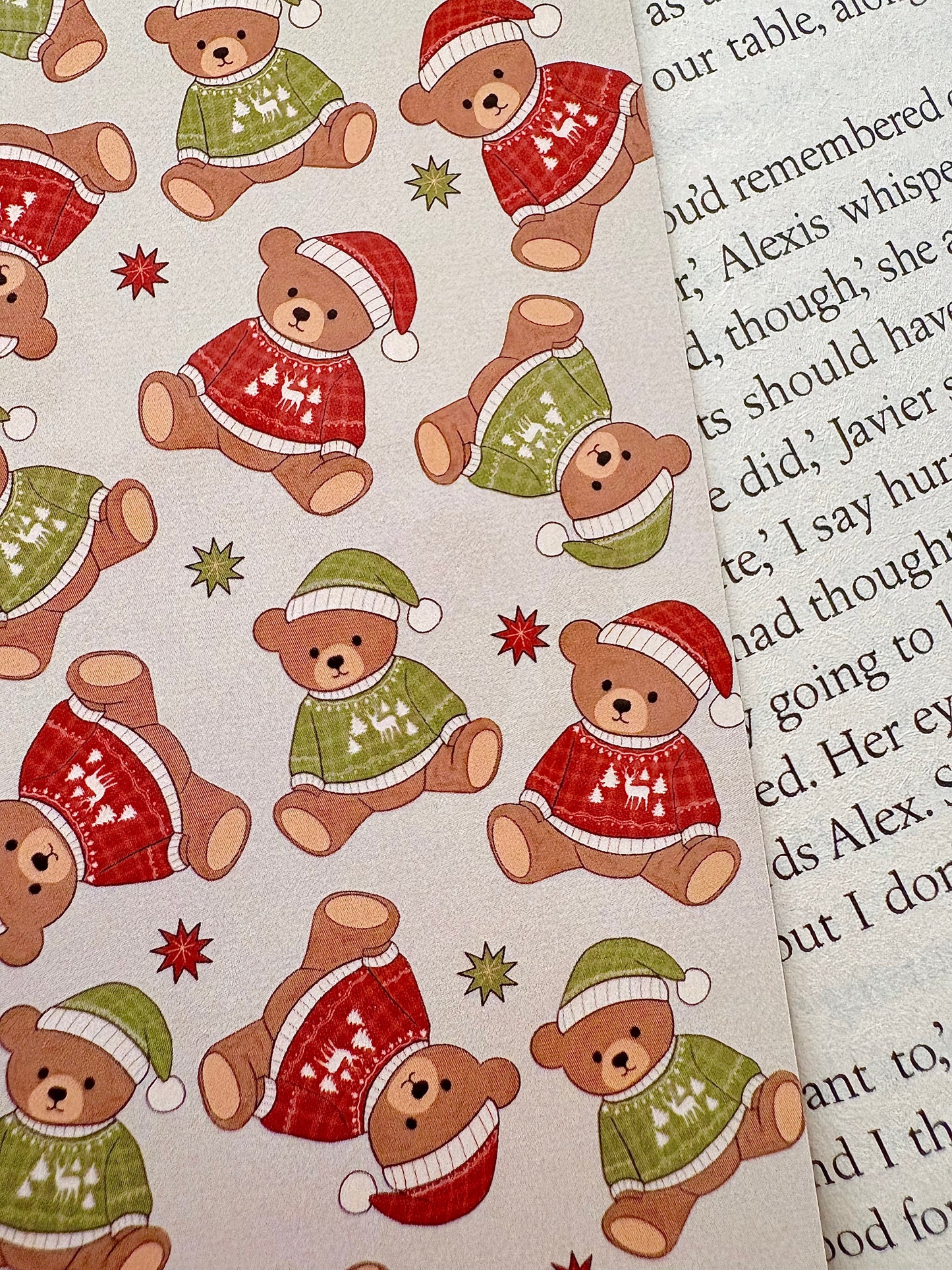 Christmas teddy bear bookmark