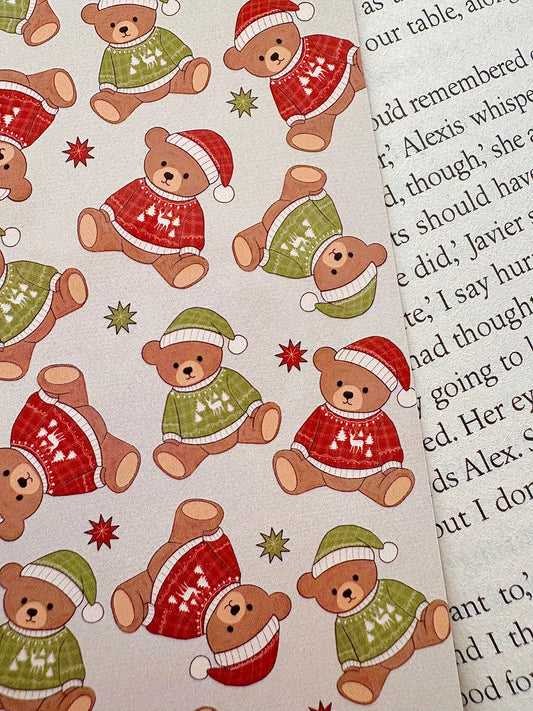 Christmas teddy bear bookmark