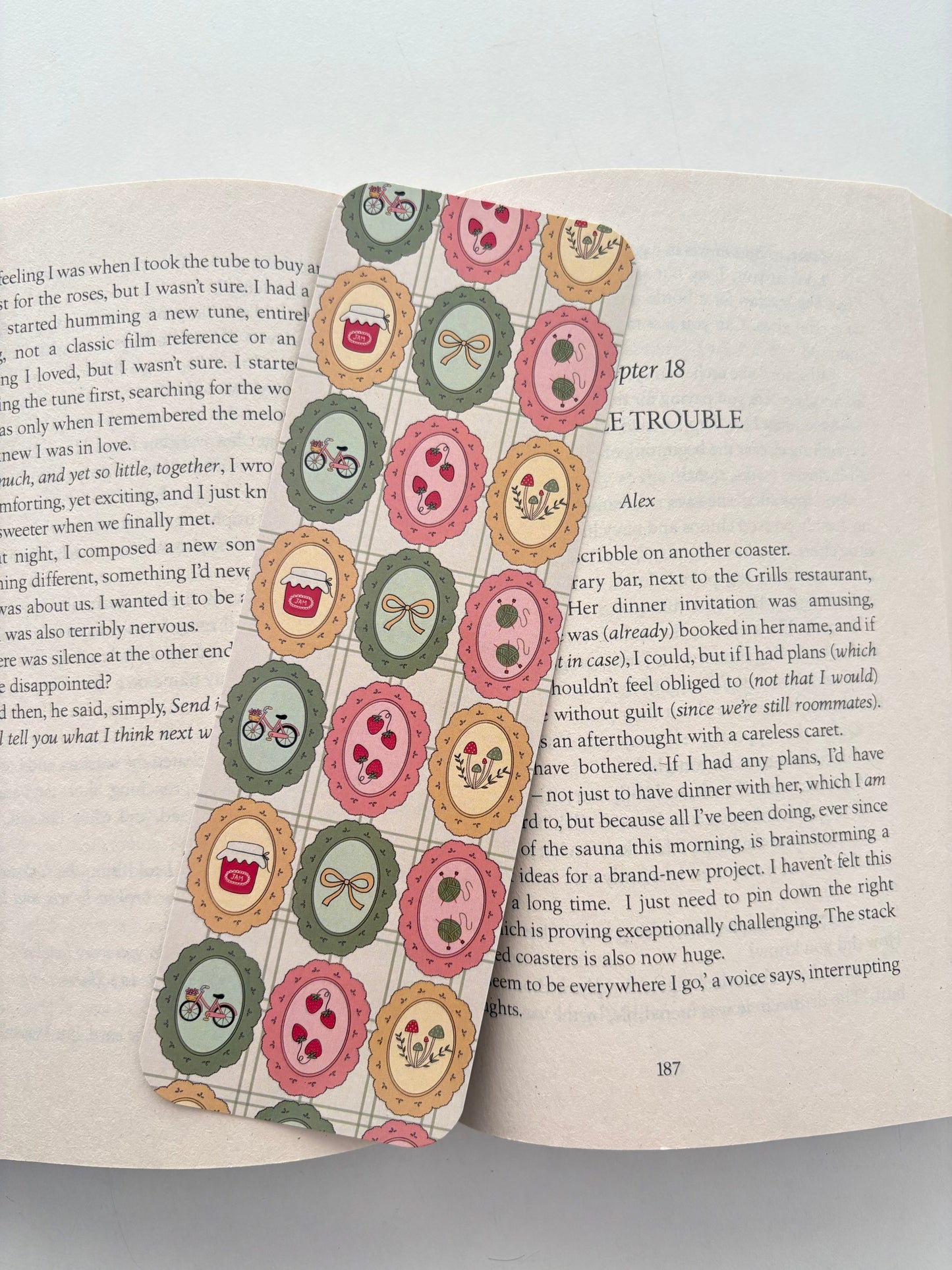 Coquette Cottagecore Picnic bookmark, Lace Silly goose Bookmark, Coquette Plants Bookmark