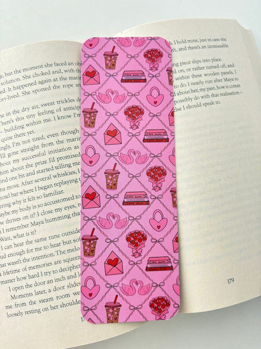 Coquette valentine pattern bookmark, Roses pattern bookmark, heart pattern bookmark