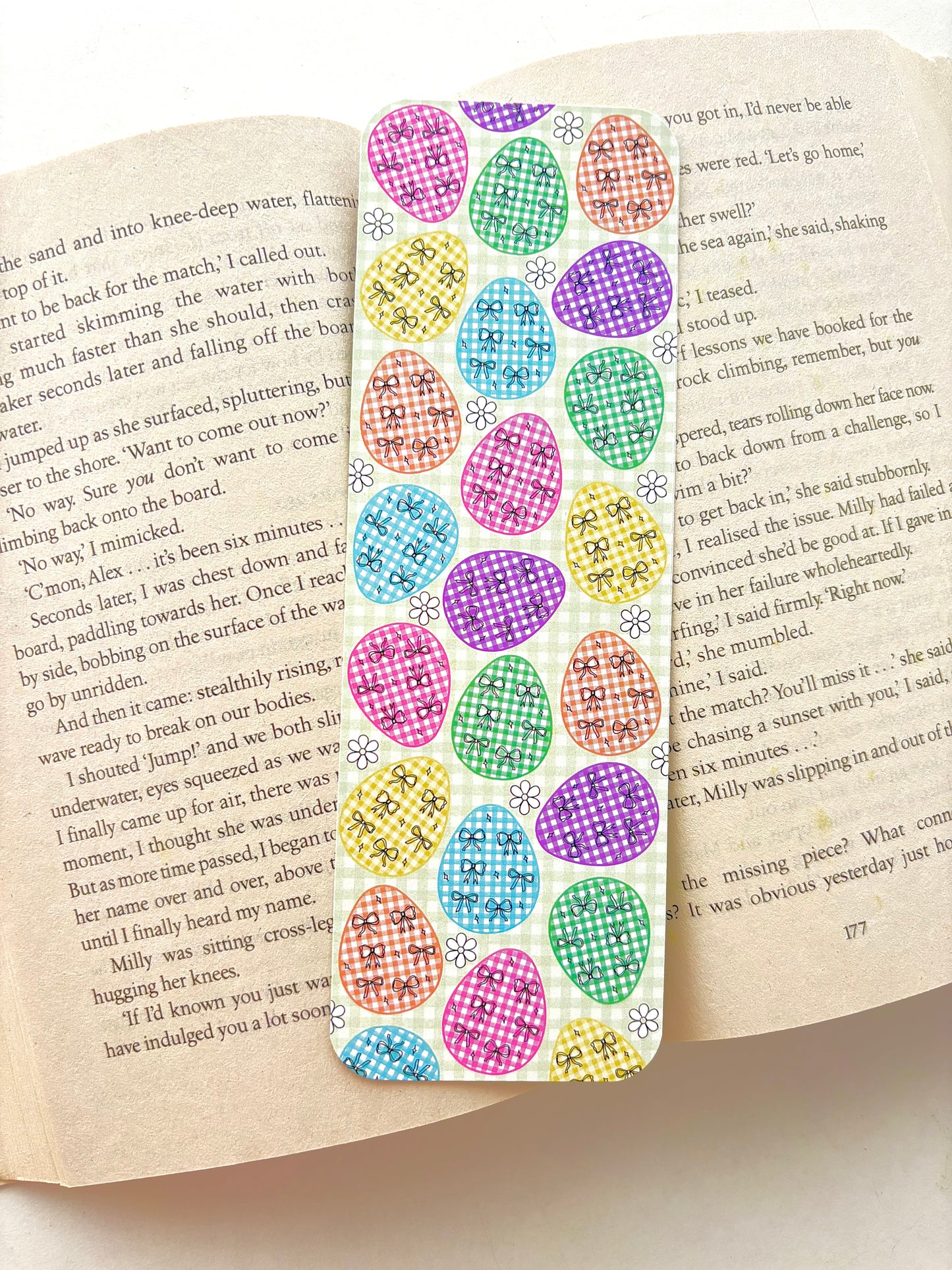 Peeps bookmark, Gingham Easter eggs bookmark