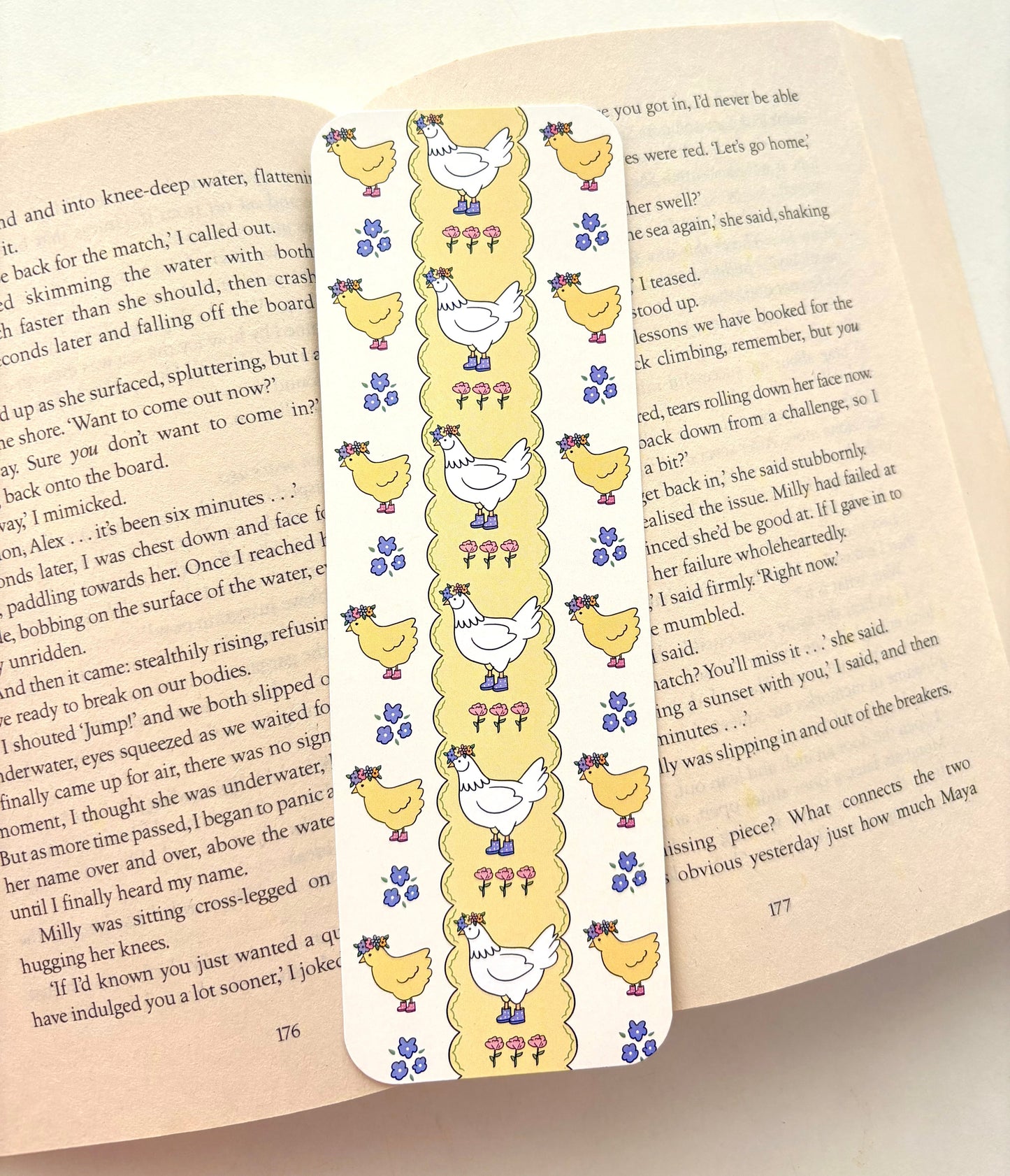 Spring silly goose bookmark, Spring chickens bookmark