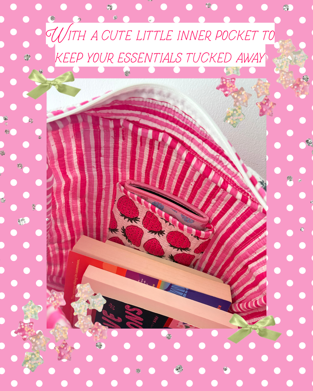 Strawberry Ruffle Book Lover Tote Bag