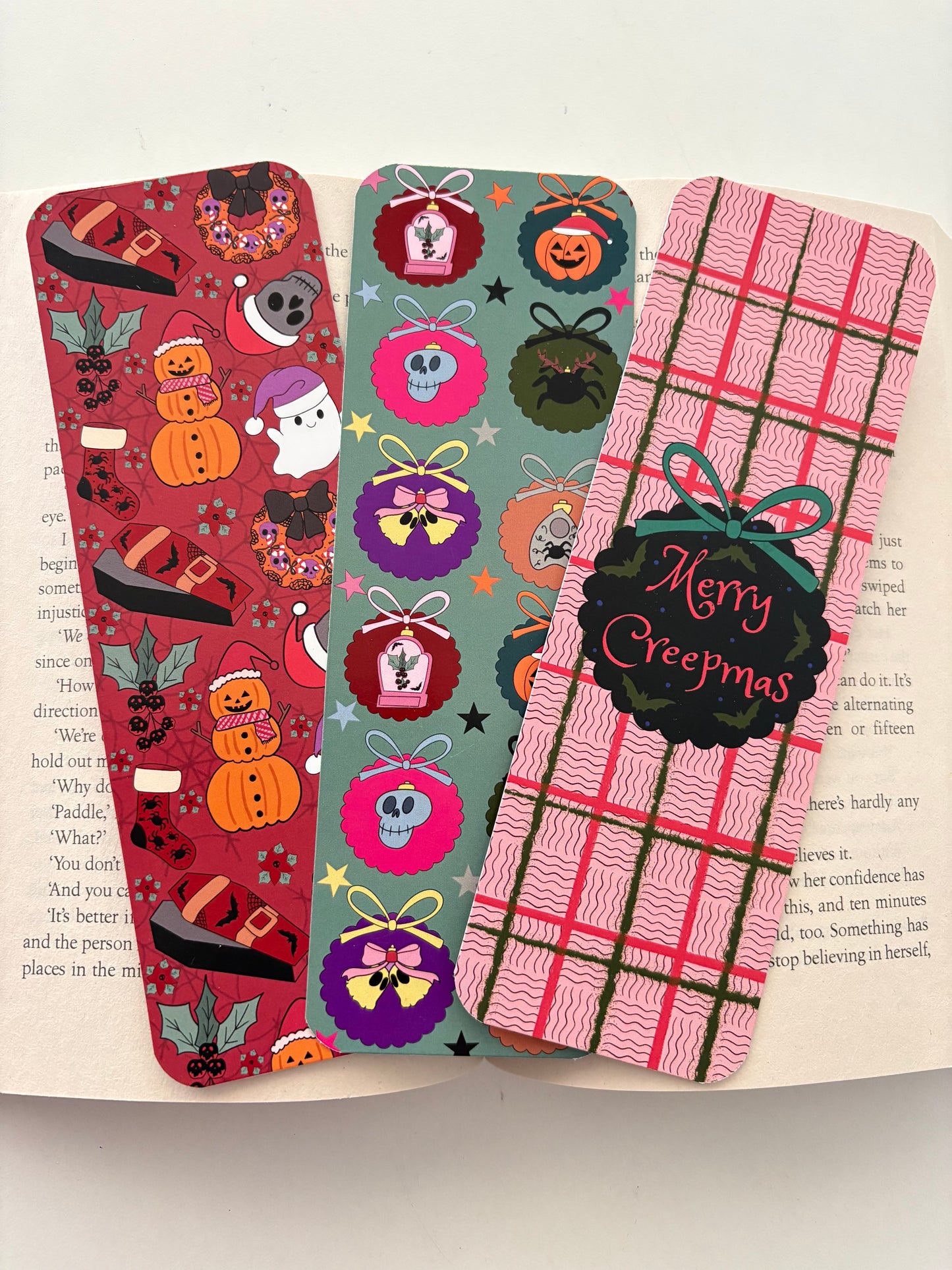 Merry Creepmas bookmark , Creepmas ornaments bookmark, Creepmas pattern bookmark