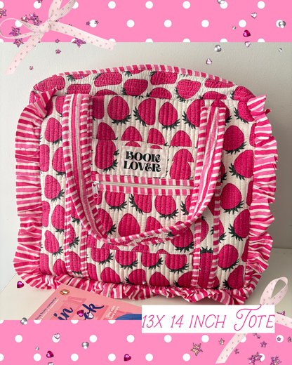 Strawberry Ruffle Book Lover Tote Bag
