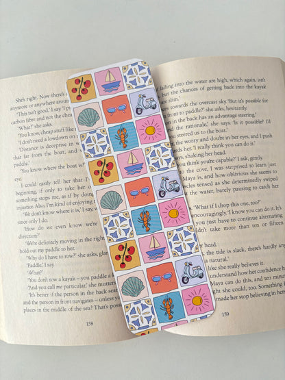 Mediterranean patchwork Bookmark, Sardines Bookmark