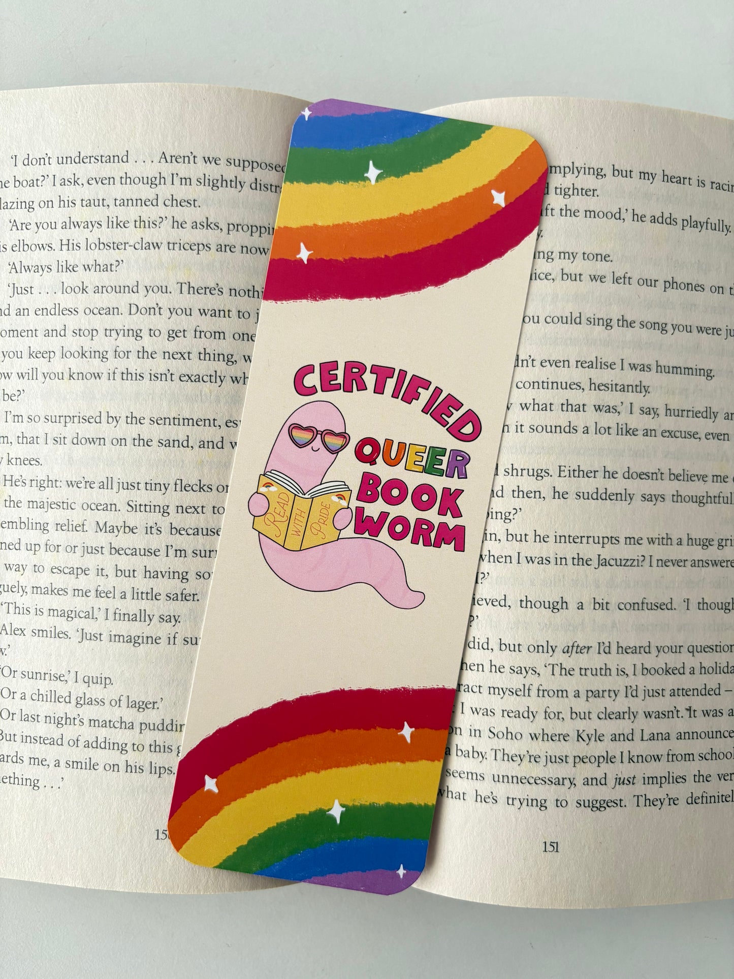 Certified Queer Bookworm bookmark, Pride Bookshelf Bookmark, Support your local queer bookstore bookmark
