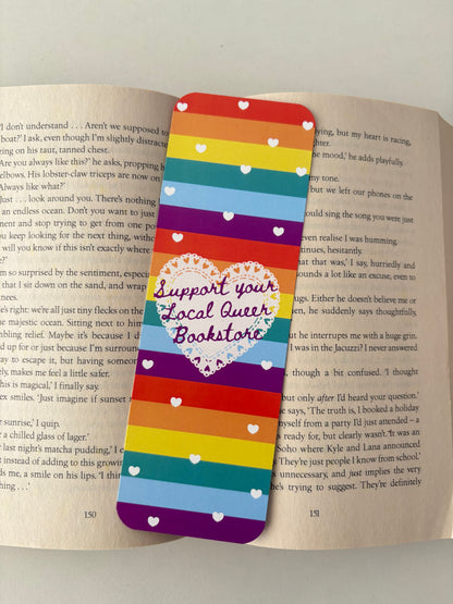 Certified Queer Bookworm bookmark, Pride Bookshelf Bookmark, Support your local queer bookstore bookmark