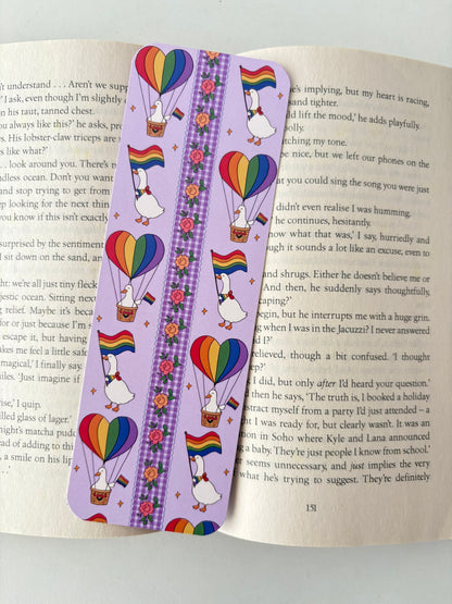 Pride parade goose bookmark, Pride love bug bookmark
