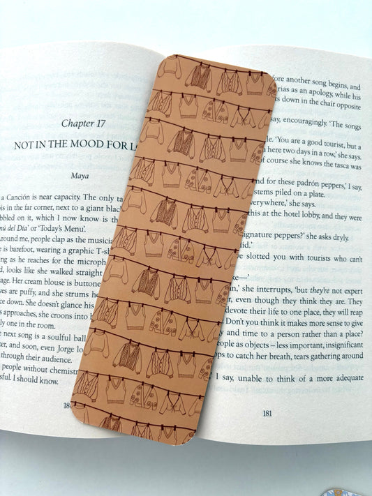 Hello fall floral bookmark, Autumn sweaters bookmark