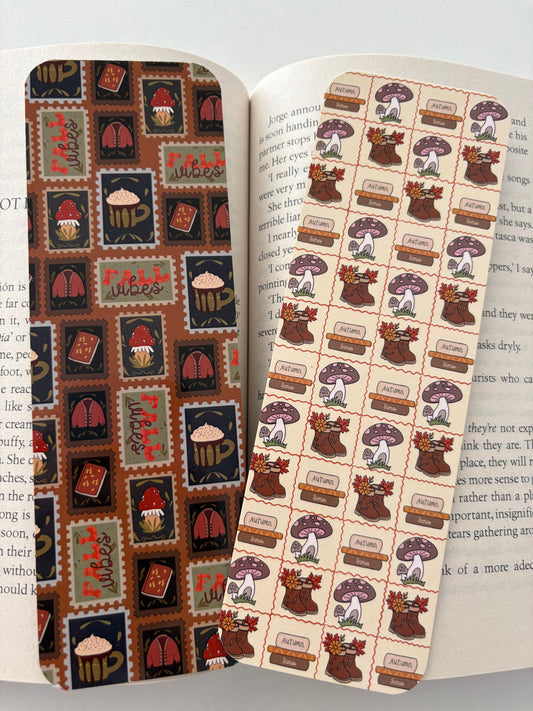 Autumn stamps bookmark, Bookish cottagecore bookmark