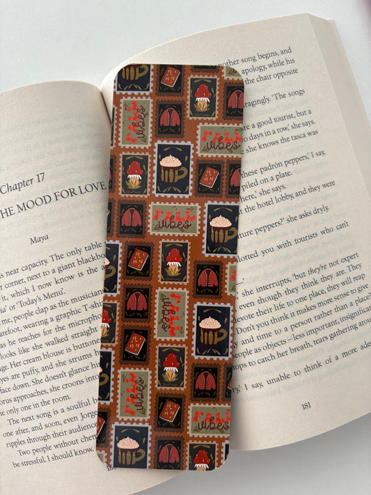 Autumn stamps bookmark, Bookish cottagecore bookmark