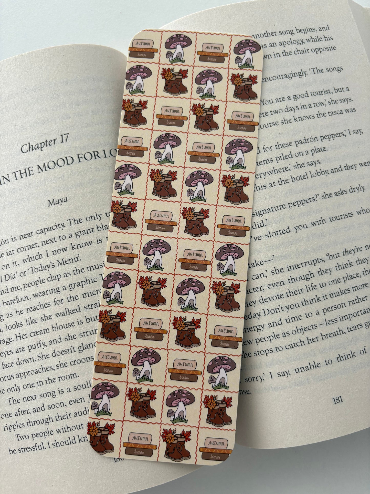 Autumn stamps bookmark, Bookish cottagecore bookmark