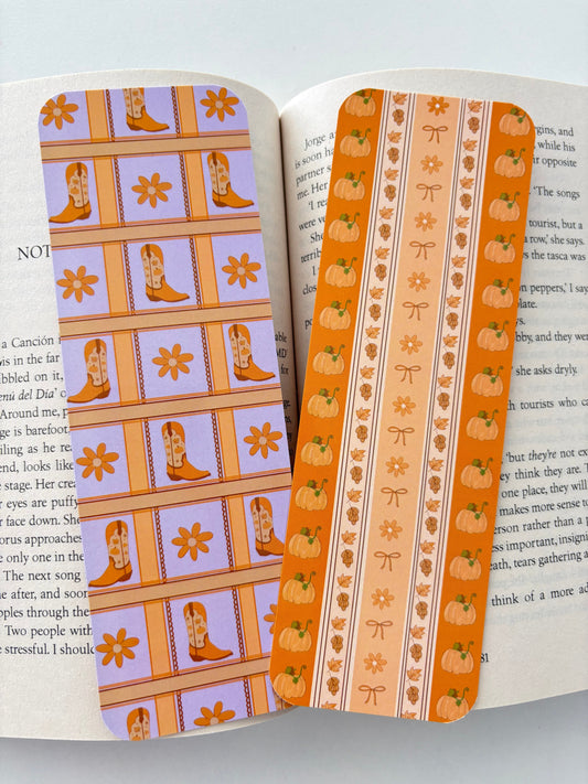 Fall cowboy bookmark, Fall floral bookmark