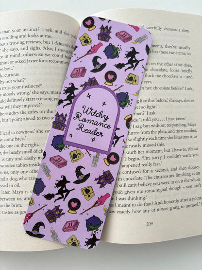 Witchy romance reader bookmark, Witch pattern bookmark
