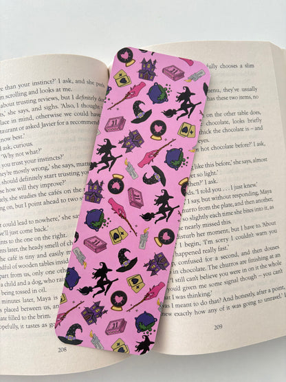 Witchy romance reader bookmark, Witch pattern bookmark