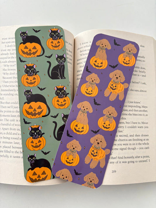 Spooky cat bookmark, Spooky dog bookmark