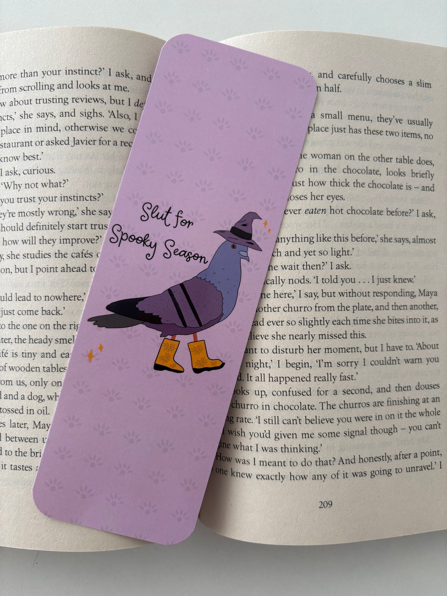 Slút for spooky season bookmark, Pigeon Bookmark