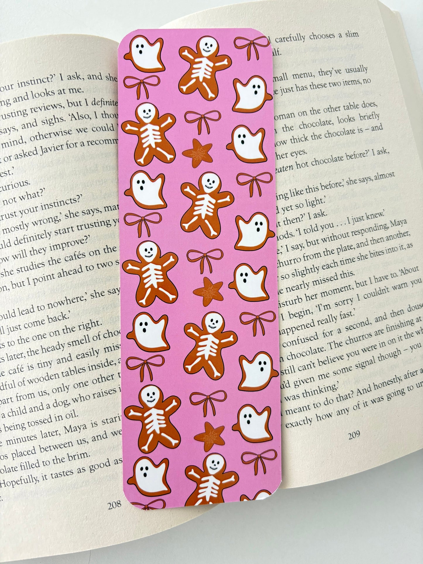 Dancing skeletons bookmark, Gingerbread ghosts bookmark