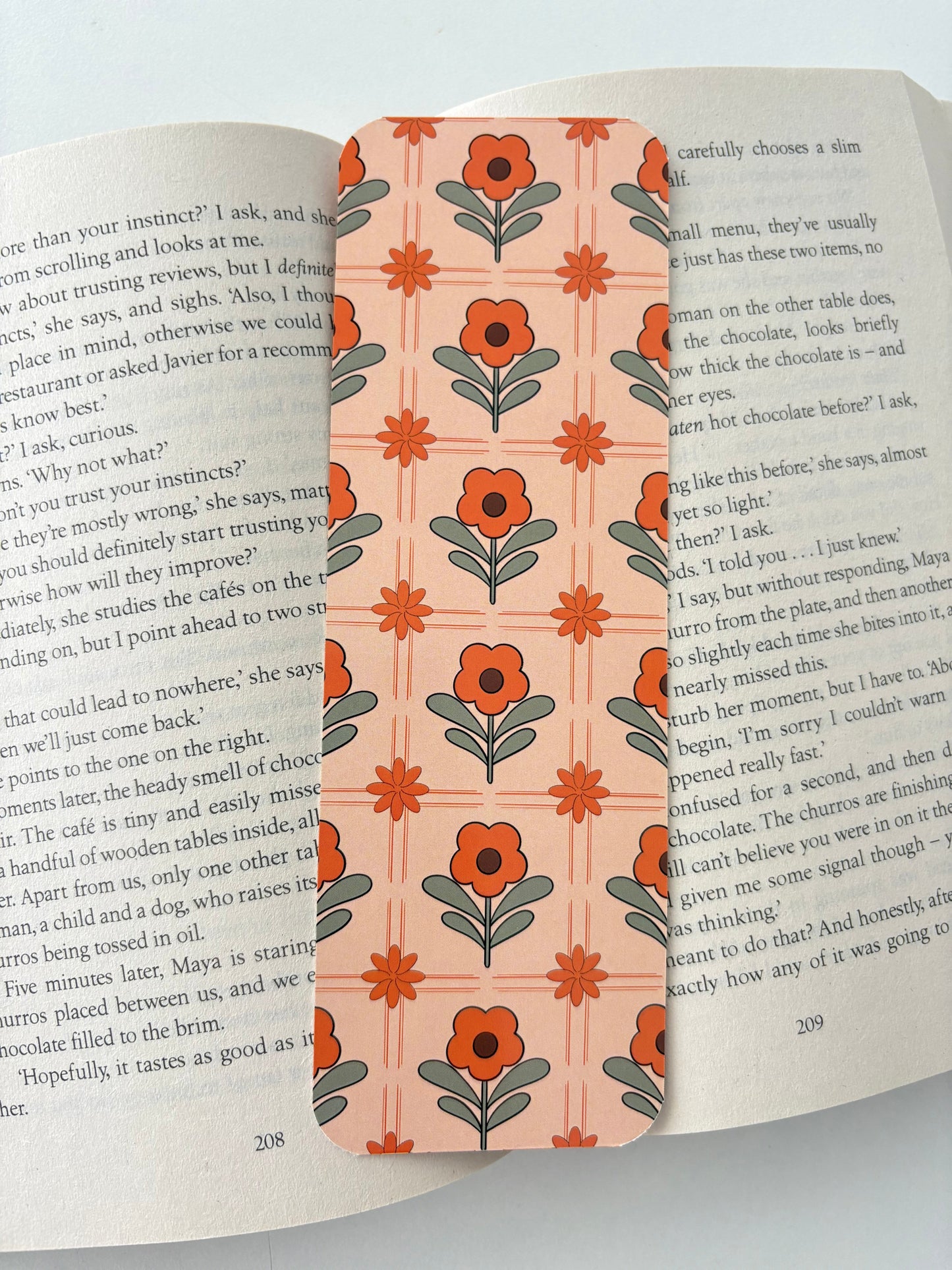 Halloween floral bookmark, Halloween pumpkins bookmark