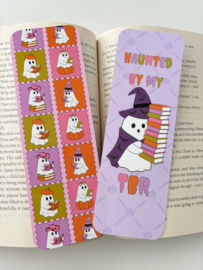 Haunted by my TBR bookmark, Bookish ghosties stamp bookmark