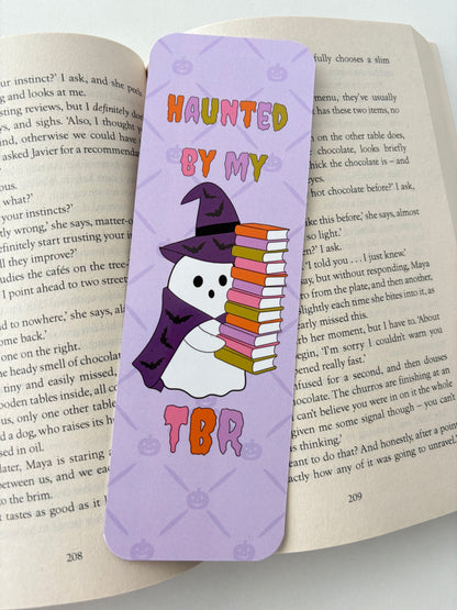 Haunted by my TBR bookmark, Bookish ghosties stamp bookmark