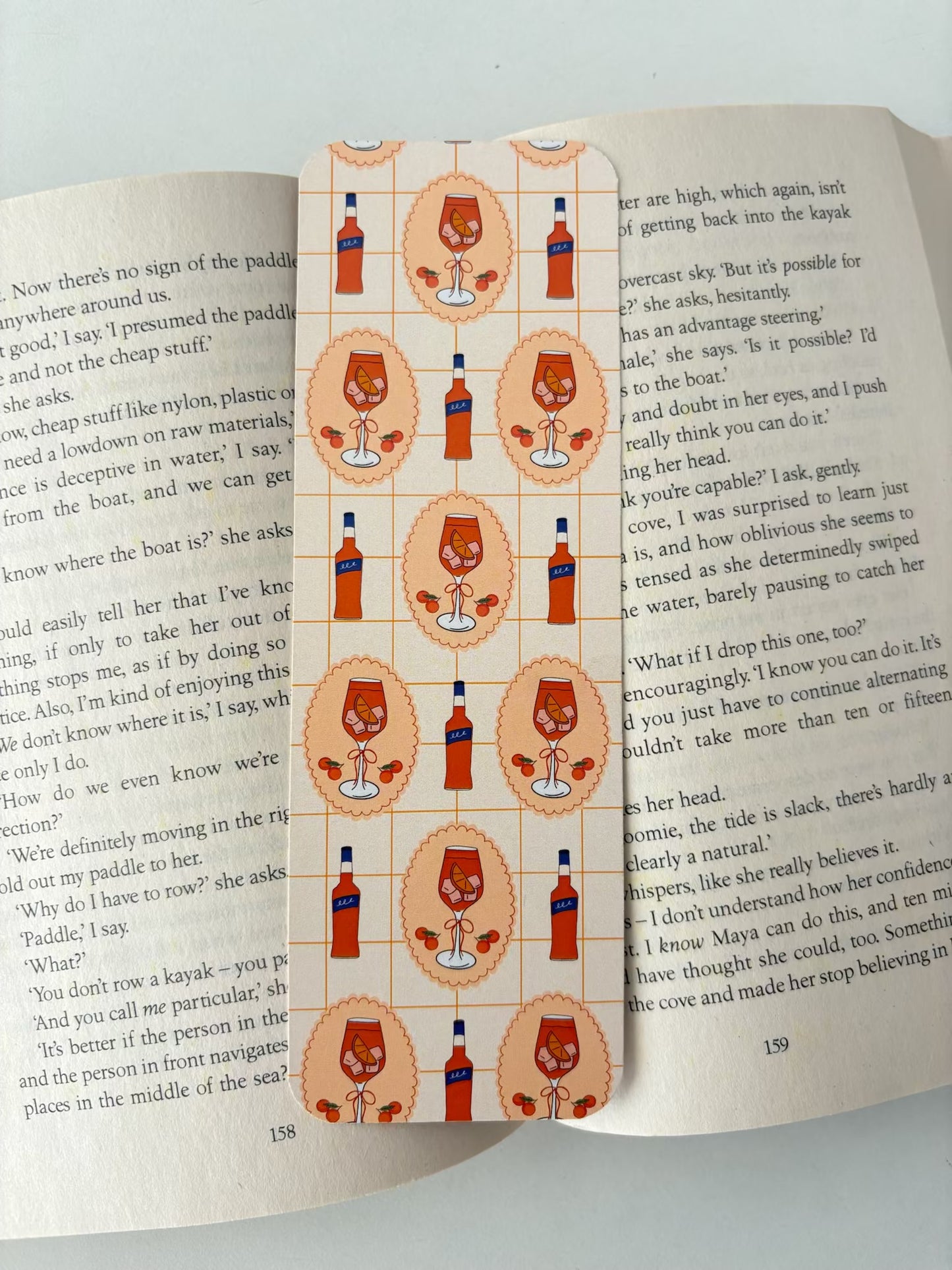 Apérol bookmark, Fruit sticker seamless pattern