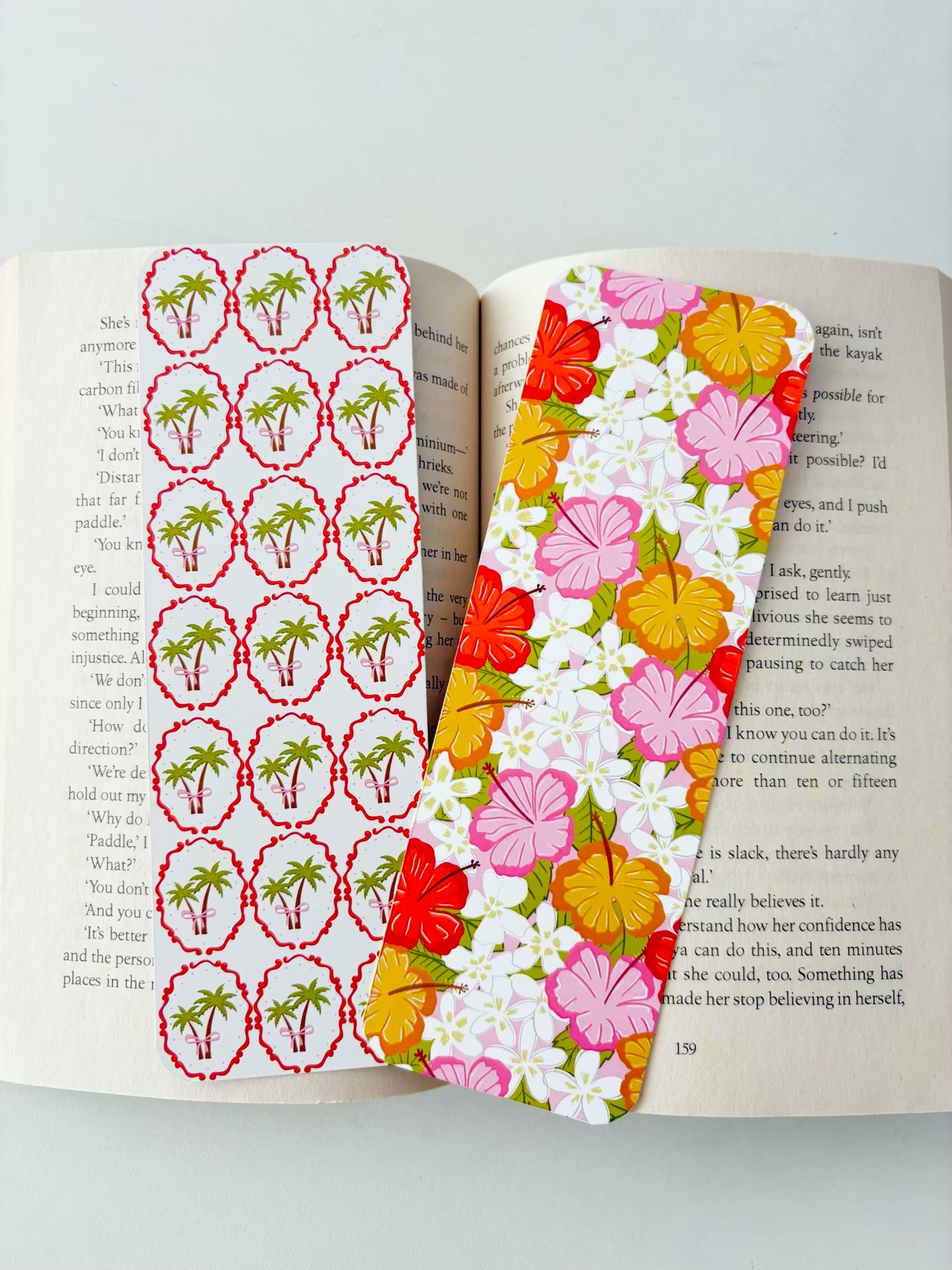 Tropical floral pattern bookmark, Palm tree pattern bookmark