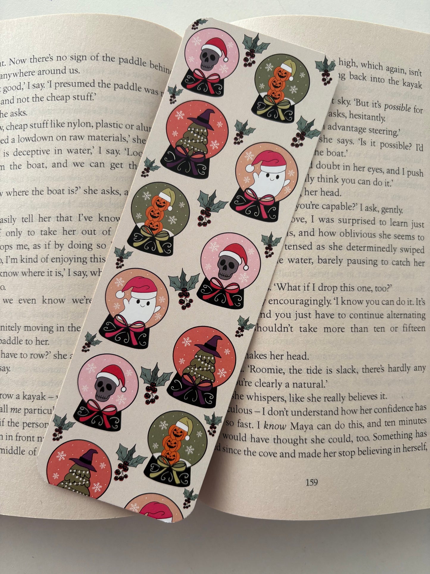Creepmas snow globe bookmark , Creepmas nutcracker bookmark, Creepmas tree pattern bookmark