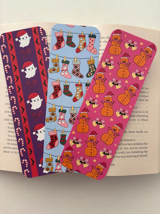 Creepmas pumpkin man bookmark , Creepmas stocking bookmark, Christmas ghostie bookmark