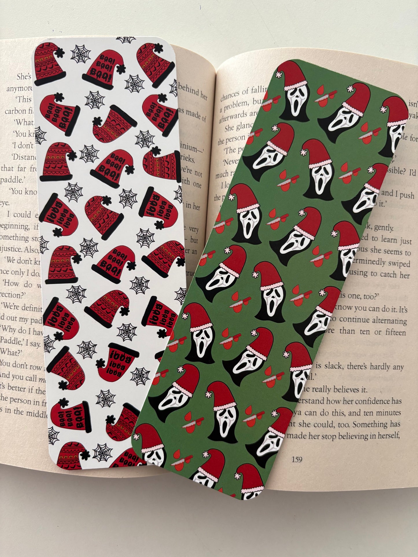 Creepmas ghost face bookmark , Creepmas hats bookmark