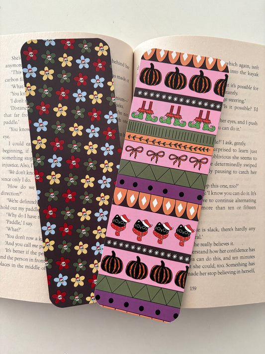 Creepmas pattern bookmark , Creepmas floral bookmark