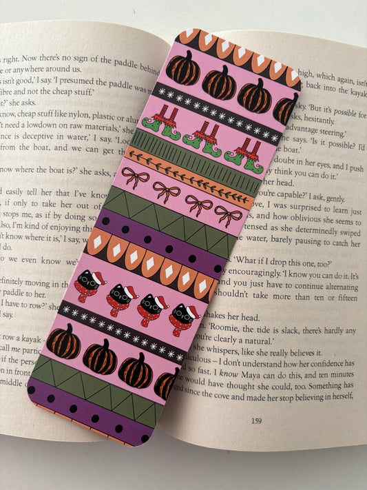 Creepmas pattern bookmark , Creepmas floral bookmark
