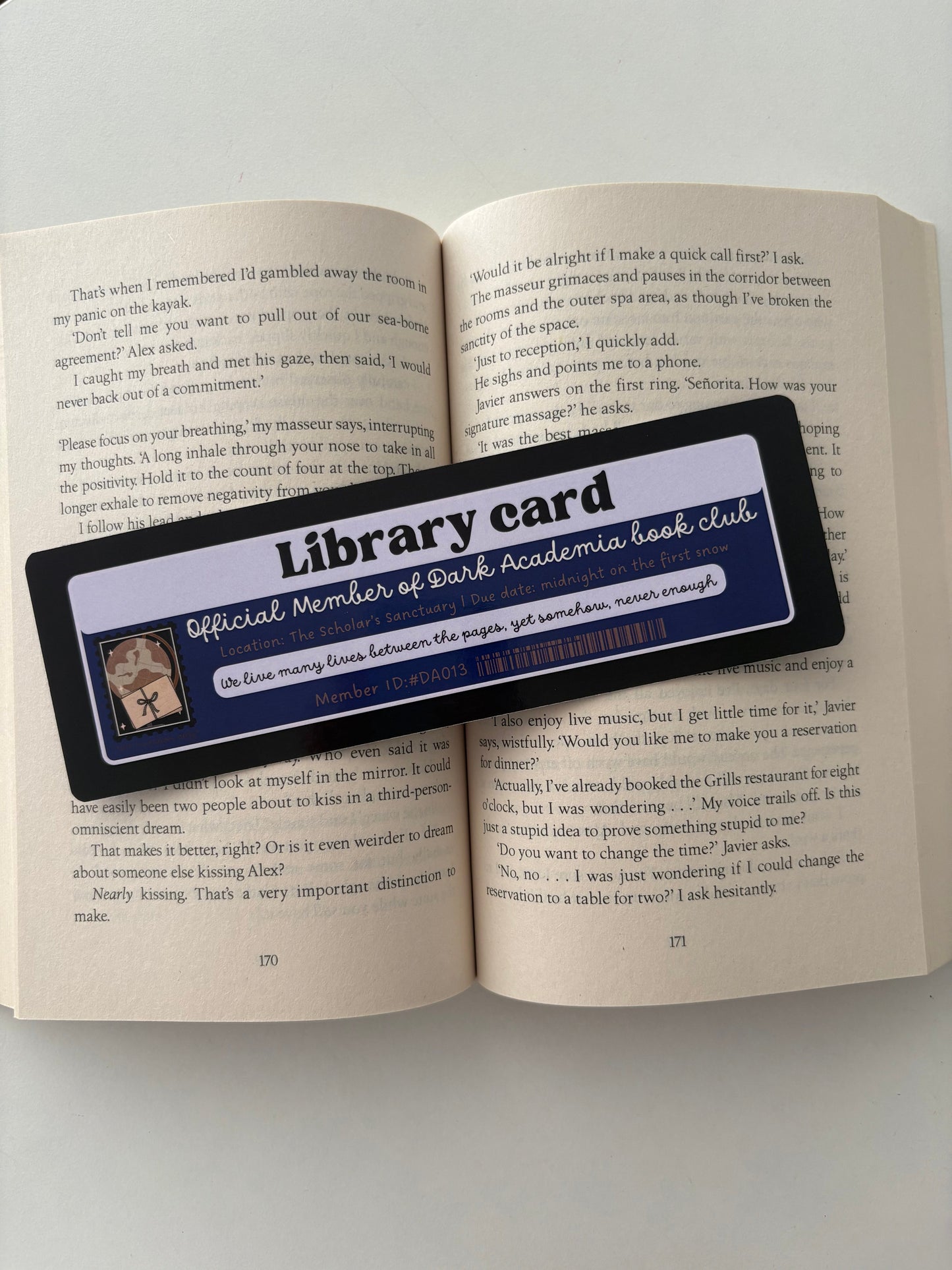 Dark Academia book club library card bookmark