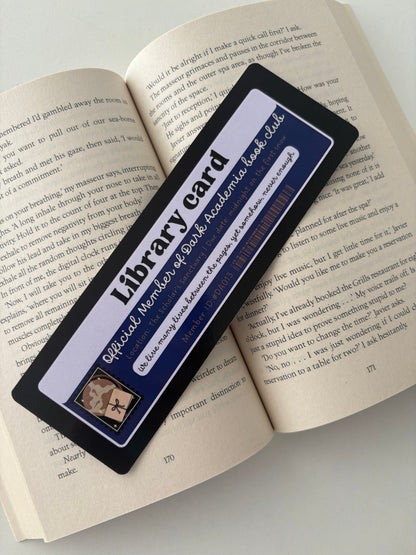 Dark Academia book club library card bookmark