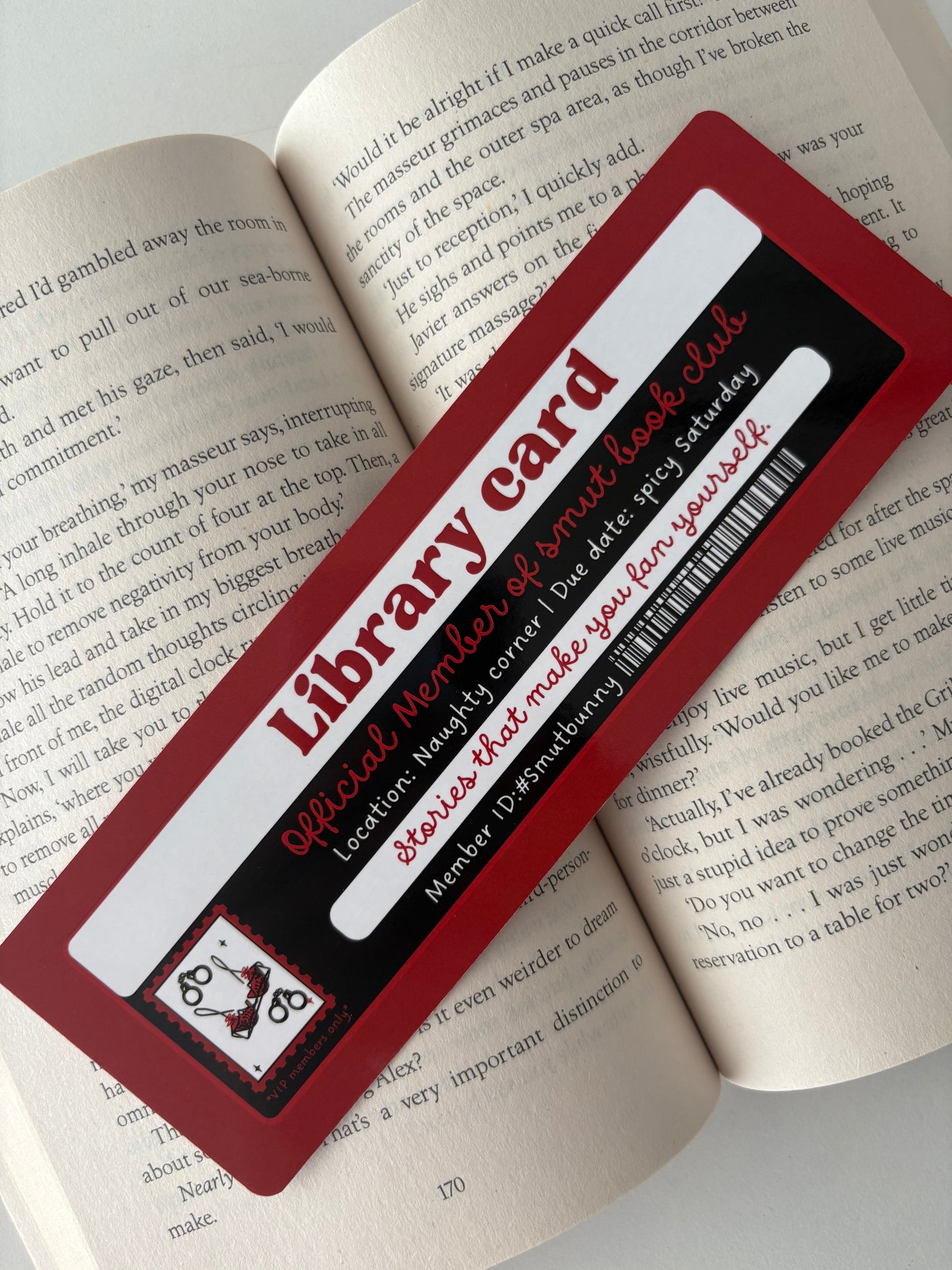 Smút book club library card bookmark