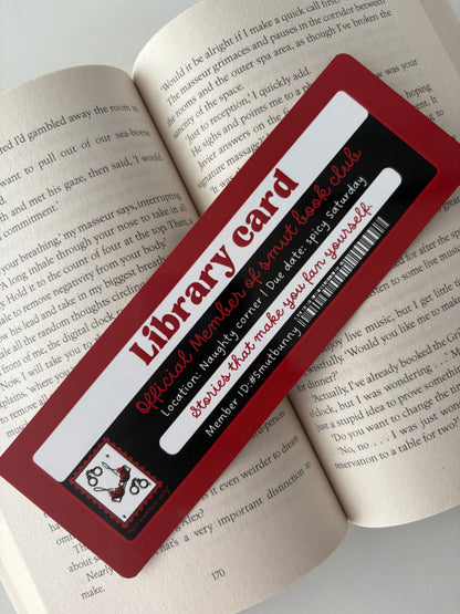 Smút book club library card bookmark