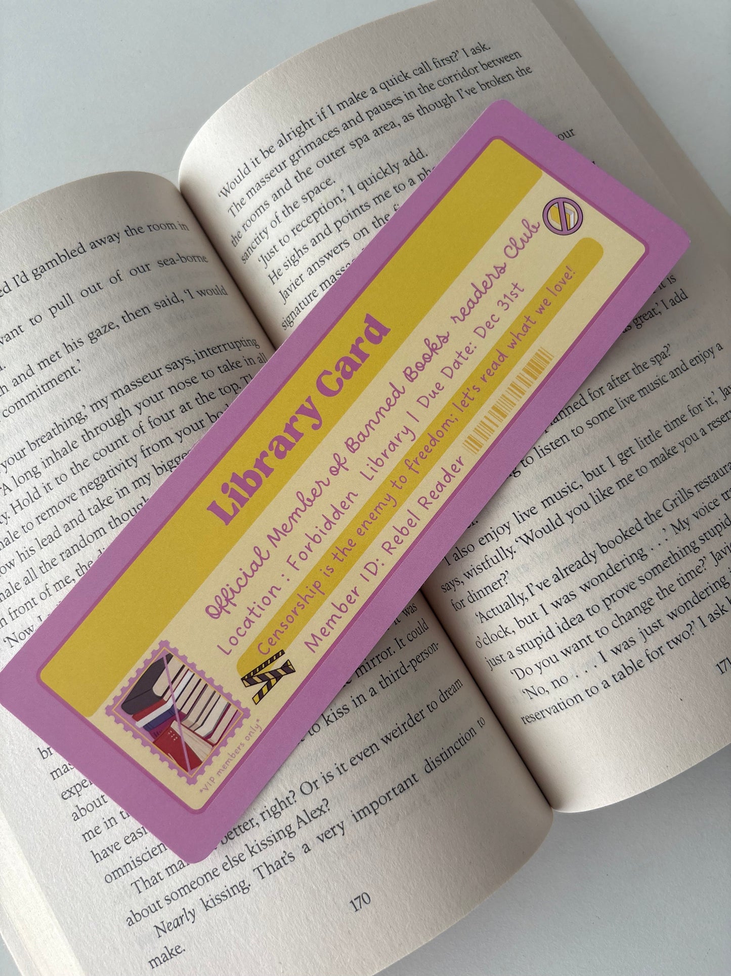 Banned book reader club library card bookmark