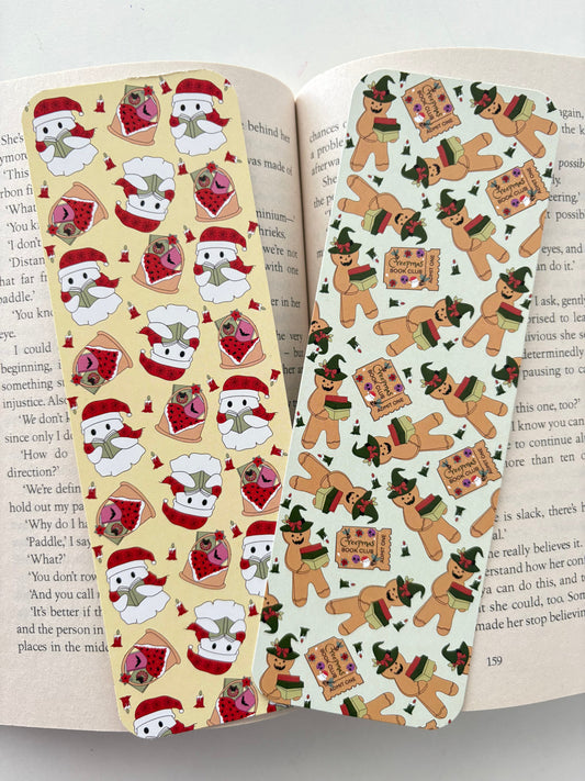 Creepmas reading ghost bookmark, Bookish Gingerbread bookmark