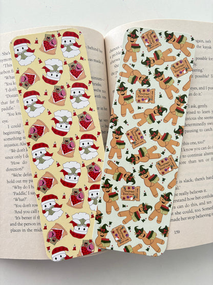 Creepmas reading ghost bookmark, Bookish Gingerbread bookmark