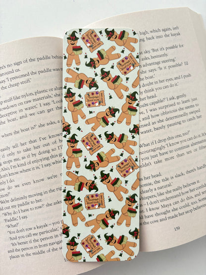 Creepmas reading ghost bookmark, Bookish Gingerbread bookmark
