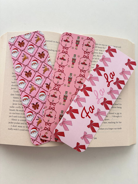 Coquette Christmas pattern bookmark, Nútcracker and ballerina bookmark, Fa La La bookmark