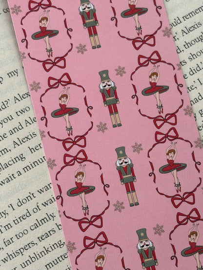 Coquette Christmas pattern bookmark, Nútcracker and ballerina bookmark, Fa La La bookmark
