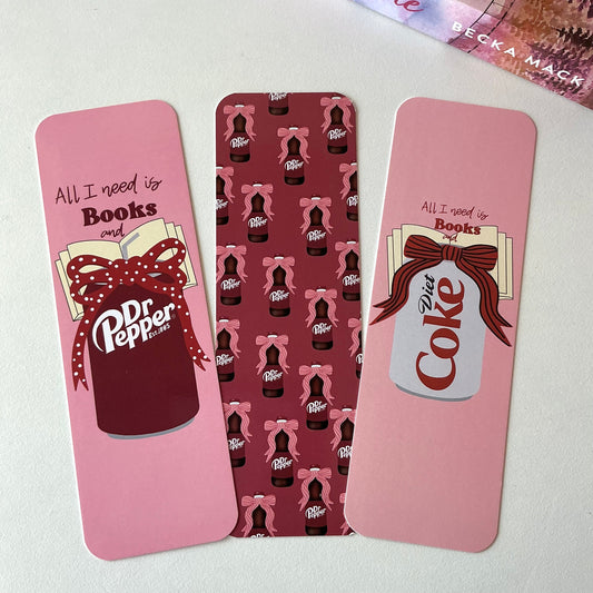 All I need is books and dr pépper bookmark, all I need is books and Diet Cóke